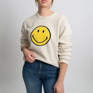 Gap x Smiley Wool Blend cream happy face sweater NWOT Small